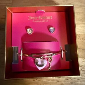 Juicy Couture Pink Enamel Heart & Key Charm Bracelet